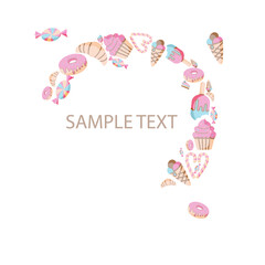 Template of invitation for gender party, menu cover, flyer for baking, bakery shop, cooking, sweet products, dessert, pastry. Vector illustration	