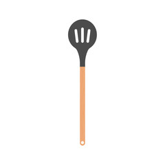 spatula frying food flat design vector illustration. itchen solid spatula clipart vector illustration. Spatula flat vector design. Cooking spatula icon isolated on white.