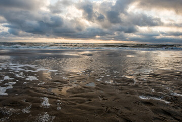 dramatic sunset on the beach