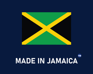 Made in Jamaica sign with their country flag design. isolated on dark background.