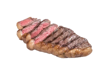  Fried and sliced Top sirloin steak, Grilled cup rump beef meat steak. Isolated, transparent background © Vladimir