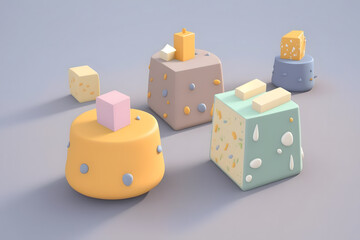 Tiny cute isometric design delicious cheese emoji 3d render made with Generative AI