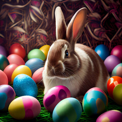 easter bunny with easter eggs