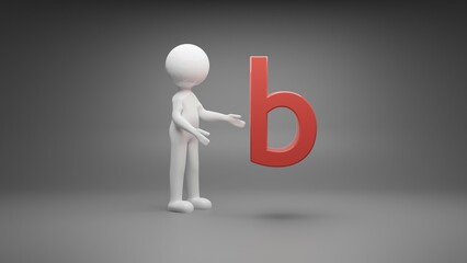 3d person with letter