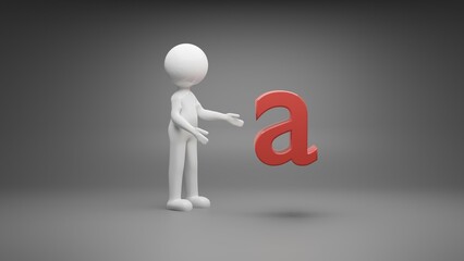 3d person with letter