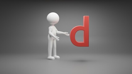 3d person with letter