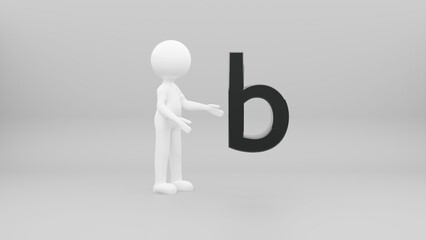 3d person with letter