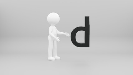 3d person with letter
