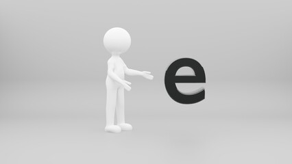 3d person with letter