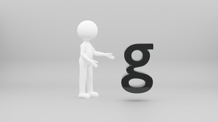 3d person with letter