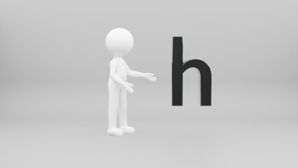 3d person with letter