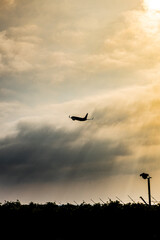 Airplane in the middle of the sky, Jeju island, South Korea