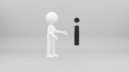 3d person with letter