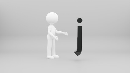 3d person with letter
