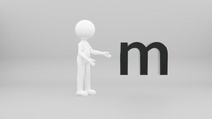 3d person with letter