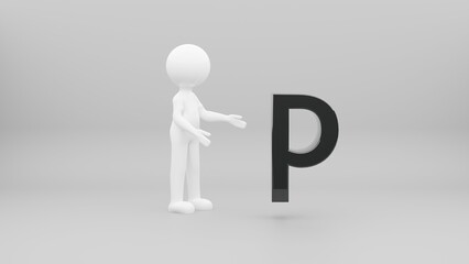 3d person with letter