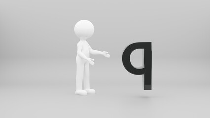 3d person with letter