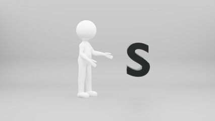 3d person with letter
