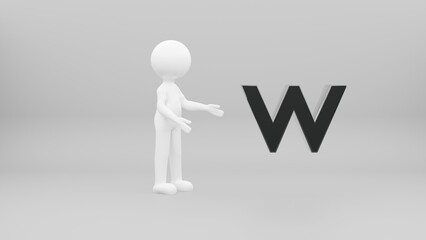 3d person with letter