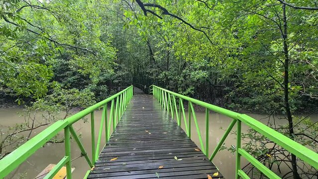 Beautiful bridge nearby greenery in Kinabalu Wetland Ramsar