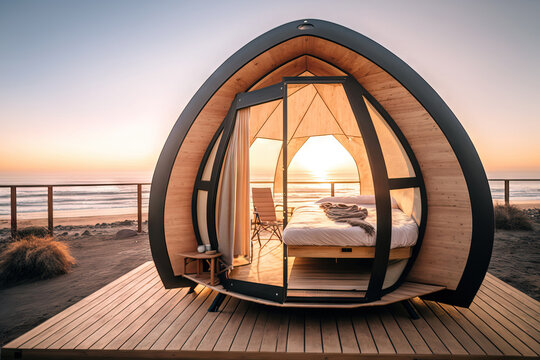glamping in the beautiful place. luxury glamping. glamorous camping. Generative AI