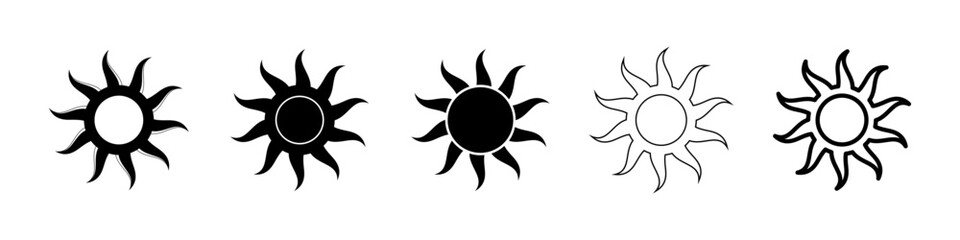 Boho celestial sun icon logo set. Simple modern abstract design for templates, prints, web, social media posts