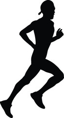 male athlete runner in cap running black silhouette