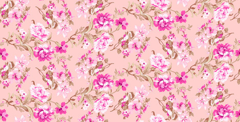 Flowers pattern.Silk scarf design, fashion textile