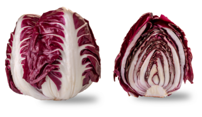 Radicchio di Verona typical red leaf radish chicory, whole near at section cut