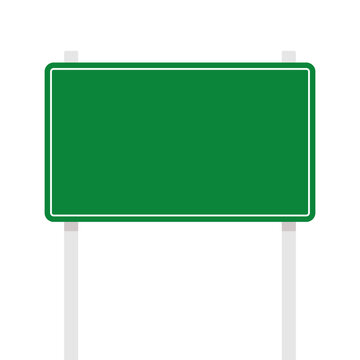 Blank freeway sign isolated on white background. free space for text. Road traffic sign. Blank board with place for text.Mockup.