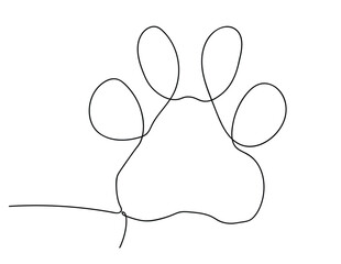 Continuous one line drawing vector illustration of a paw pad