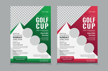 Golf tournament flyer template, vector illustration eps 10 Gold tournament double side or page flyer template