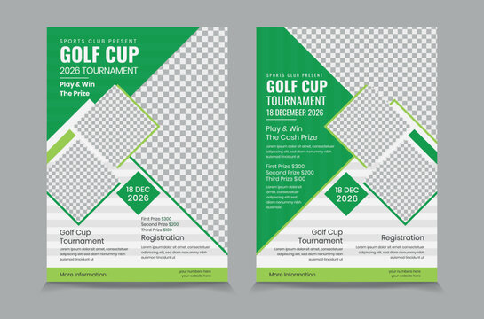 Golf tournament flyer template, vector illustration eps 10 Gold tournament double side or page flyer template