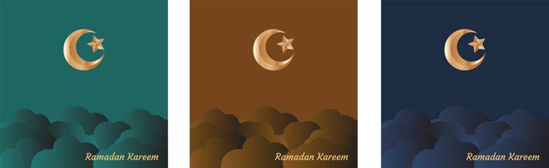 ramadan moon star cloud banner card print