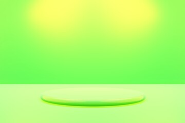 3d render simple green light stage for commercial product showcase.