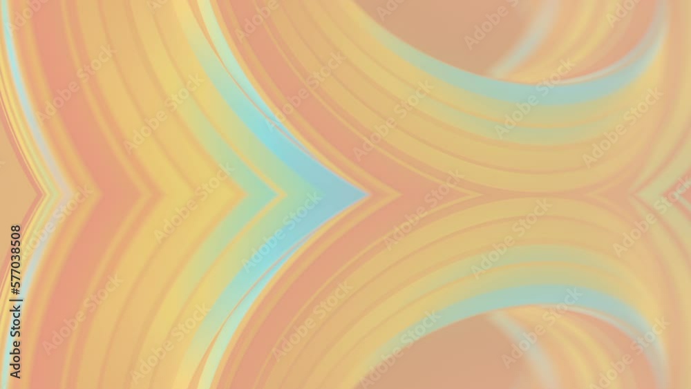 Poster Digital seamless loop animation symmetrical pattern of curved shapes with iridescent stripes. Geometric background. Template design. 3d rendering. HD resolution