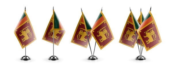 Small national flags of the Sri Lanka on a white background