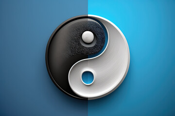 yin and Yang sign on a blue background.Generative AI