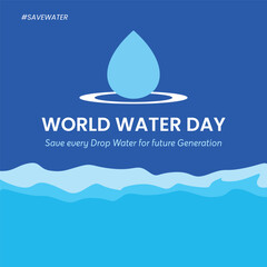 World Water Day - vector abstract waterdrop concept. Save the water - ecology concept background.
