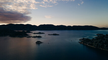 The village of Kalekoy, Kekova view from drone in the Antalya Province of Turkey