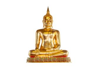 Full body of Golden buddha isolate on transparent background, PNG File