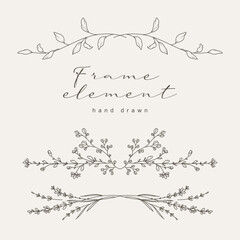 Obraz premium Hand drawn vintage floral borders, frames, dividers with flowers, branches and leaves.Trendy greenery elements in line art style.Vector for label, corporate identity, wedding invitation, greeting card