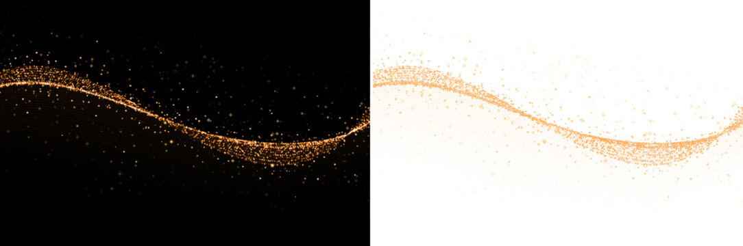 particle and sparkle light with wave transparent background