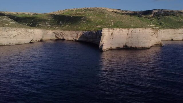 Drone shot of Dingli Cliff in Malta, landscape view