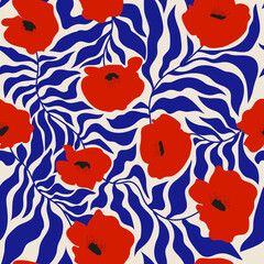 Fototapeta na wymiar Seamless pattern in the form of a poppy flower. Vector illustration