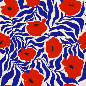 Seamless pattern in the form of a poppy flower. Vector illustration
