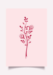 Minimalistic bouquet vector illustration. Magenta floral vector illustration