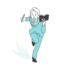 積極的に調べる、学ぶ、メモるイメージのスーツの男性