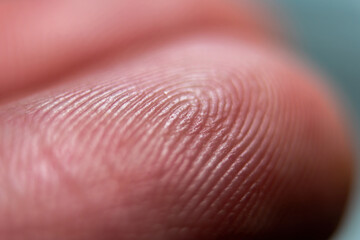 Close-up of fingerprint texture of finger skin macro photography