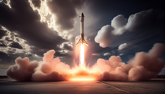 Falcon 9 rocket by company Space X landing.